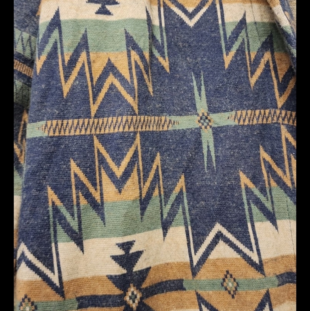 Women's Faherty Aztec Print Duster Sweater Cardigan Size Large XL - Picture 3 of 4